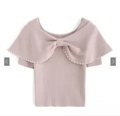パールリボンニットトップス dr672a