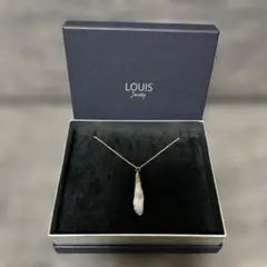 LOUIS オリジナル ロング ネックレス 天然石風トップ ゴールドチェーン