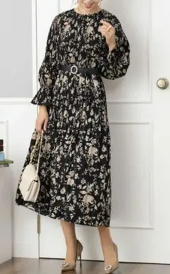 Prima Scherrer プリマシェレル デシン フラワープリントワンピース