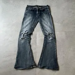 MidBlueDistressedCreasedDriftFlaredJeans | Mercari