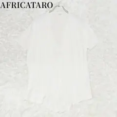 アフリカタロウ　半袖カーディガン　アイボリー　無地　大人　シンプル　薄手　夏のサムネイル