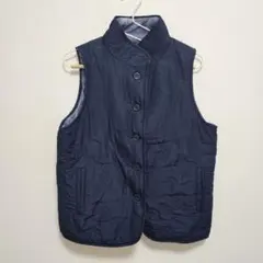 美品！Ranyネイビー 花柄 キルティング ベストレディースMエンボス