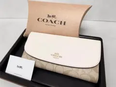 ☆COACH ロゴ入り長財布 ホワイト/ベージュ　美品