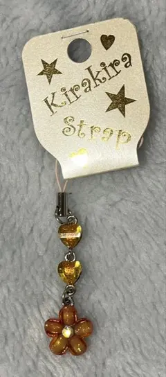 ストラップ　花（オレンジ）