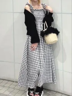 MAJESTIC LEGON キャミワンピース ブラック チェック