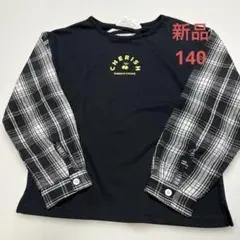 新品女の子さくらんぼ柄ロンT ブラック140cm