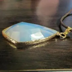 ♪No.753 ホワイトオパールのスクエア・ネックレス　高見え、天然石、抜け感