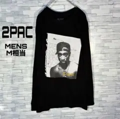 【USA古着】2PACロングTシャツM相当　フォトモチーフ　バックタグ
