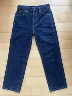 GU ハイウエストストレートジーンズ L ネイビー