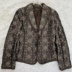 《美品》 HIROKO KOSHINO 総柄ジャケット ブラウン ９号 大人