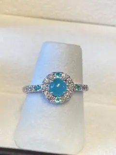 Pt900 パライバトルマリン ダイヤモンドリング