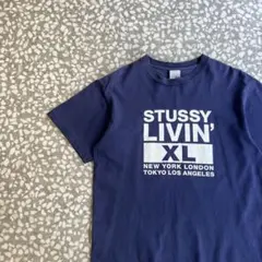 【2000年代、銀タグusa製】オールドステューシー古着Tシャツ紺ストリート