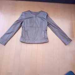 UNTITLED ライダースジャケット　ラムレザー　ノーカラー　ダークブラウンМ
