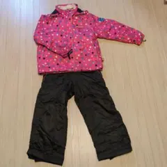 子ども用スキーウェアセット ピンク地のドット、ハート柄 130