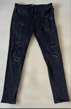 AZUL by moussy ダメージスキニーデニム ブラックのサムネイル