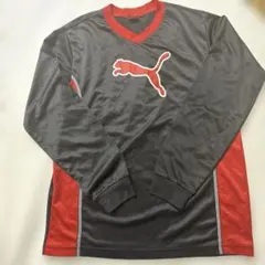 PUMA長袖 Vネック 黒/赤　160