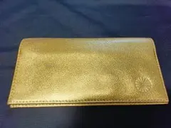 皇居限定　菊の御紋入り 牛革長財布 ゴールド＆ホワイト　使用品