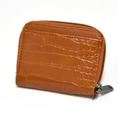 新品 小銭入れ ブラウン 茶色 財布 クロコ 二つ折り コンパクトウォレット