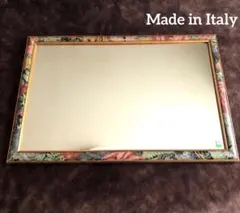 イタリア製 壁掛け鏡 ウォールミラー 木製　ボタニカル