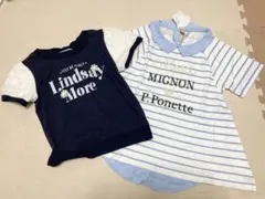PomPonette 襟付きシャツ & lindsay 紺Tシャツ　150