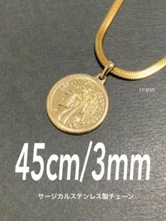 【スネークチェーン コインネックレス ゴールド 45cm】ステンレス a15