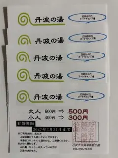 丹波の湯 割引クーポン 5枚セット【有効期限2027年3月末まで】のサムネイル