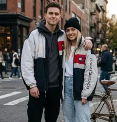 90s激レア✨トミーヒルフィガー ナイロンジャケット 背面デカロゴ 刺繍 L相当