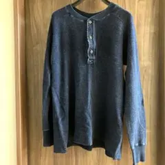 HOUSTON ヘンリーネック ニット メンズ ネイビー