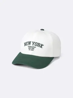 NEW YORK ロゴ ベースボールキャップ ホワイト×グリーン