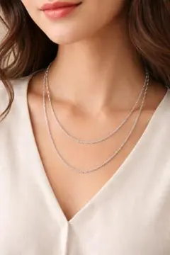 シルバーカラーメタル チェーン ネックレス ZI-CAT-036