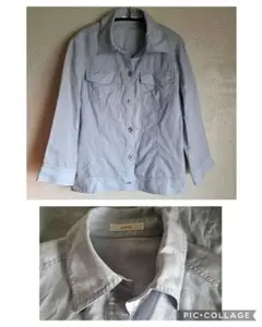 【麻100%】ESPIE　ジャケット　水色　38