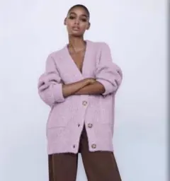 ZARA カーディガン S 薄紫色