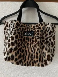 X－girl ファー素材ヒョウ柄ミニトートバッグ カラナビ付き
