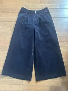 COMME CA ISMコーデュロイ ワイドレッグパンツ ダークネイビー9号　M