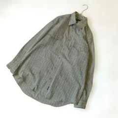 美品　FILAアウトドア　長袖シャツL グリーン系チェック柄　日本製