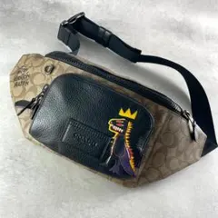 希少 COACH コーチ ボディバッグ バスキア コラボ シグネチャー 恐竜