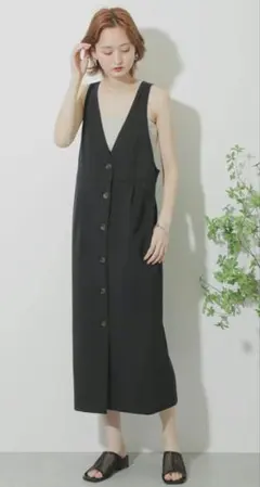 センスオブプレイスSENSE OF PLACE フロントボタンジャンパースカート