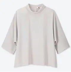 ドレープブラウス 七分袖 ユニクロ グレー ベージュ M