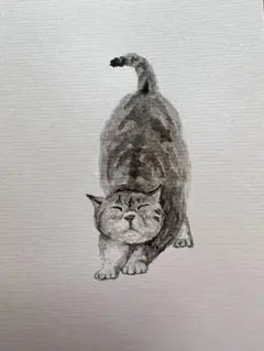 書 墨絵 A4サイズ タイトル『猫と花』 紗々 - メルカリ