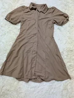 GU ブラウン シャツワンピース 半袖 Mサイズ
