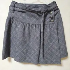 【希少美品】バーバリー ベルト付き 紫黒チェック 巻きスカート