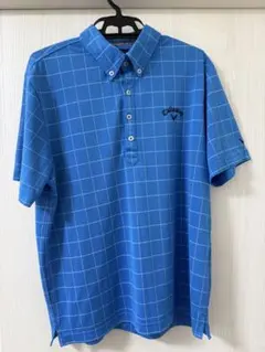 Callaway チェック柄 ポロシャツ 青