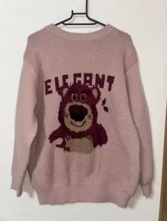 ELEGANT クマ刺繍 ピンク セーター