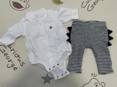 長袖ロンパース 恐竜パンツ 2点セット