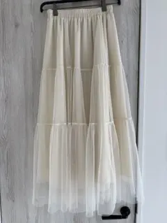 クリーム色 チュールスカート