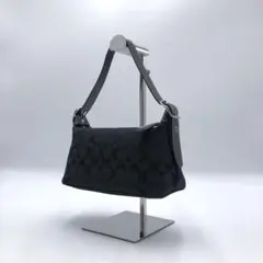 美品 コーチ アクセサリーポーチ キャンバス シグネチャー ブラック