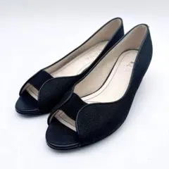 極美品✨ダイアナ　ウェルフィット　オープントゥ　パンプス　太ヒール　23cm 黒