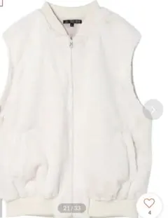 ホワイト フリース ジップアップ ベスト