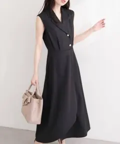 新品未着用】Maison Nua Vネックフロントボタンリブニットワンピース