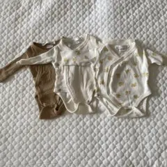 Zara キモノ風ネック 鳥柄ボディスーツ 3枚セット 50cm